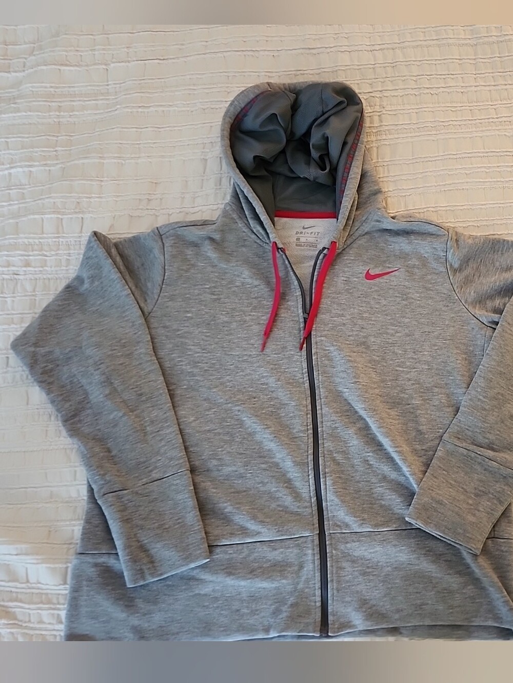 Nike Gray Zip-Up Hoodie with Pink Embellishments Women's Size Large
